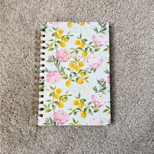 Floral And Lemon Spiral Wellness Journal With Stickers